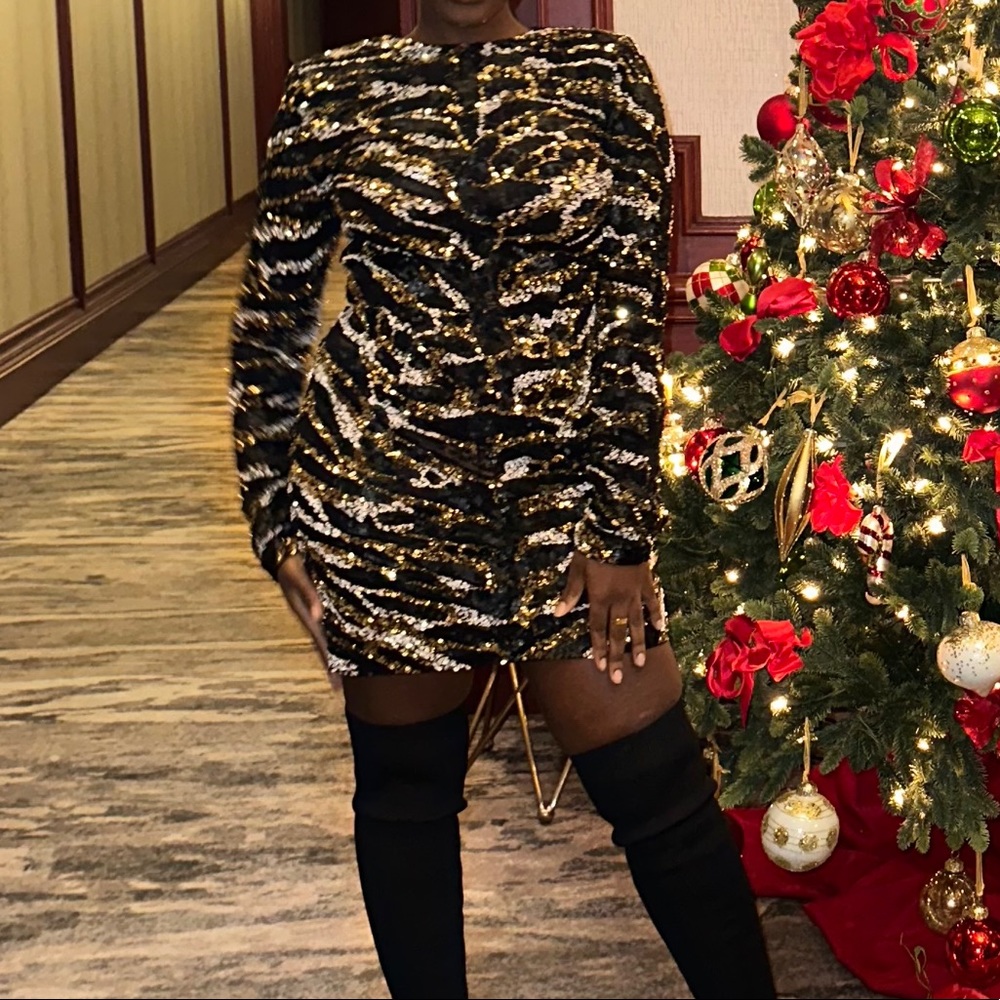 animal embellished cut out dress